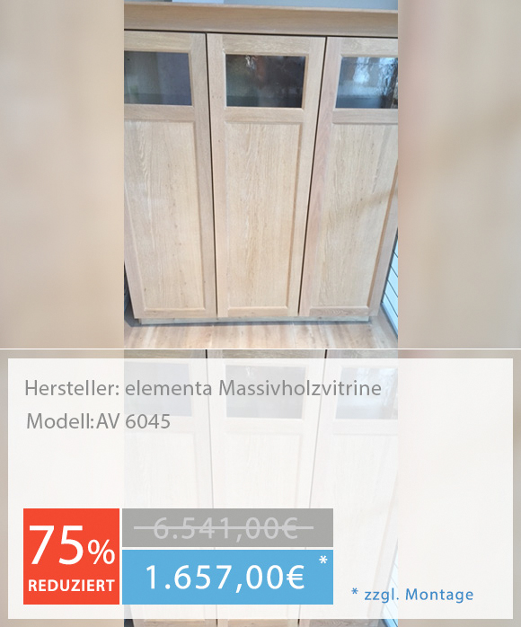 musterkuechen-elementa-vitrine Musterküche Küchenstudio Hannover elementa Massivholzvitrine AV 6045