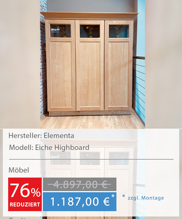 Musterküche Küchenstudio Hannover Elementa Eiche Highboard