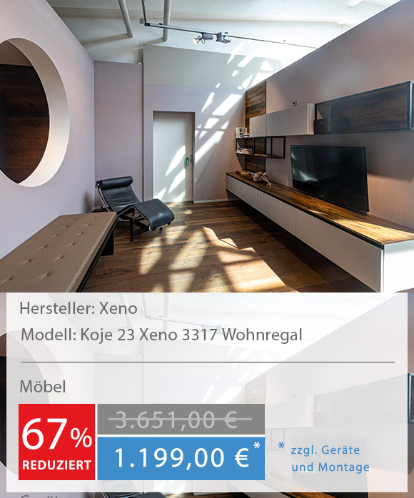 xeno-3317-wohnregal Musterküche Küchenstudio Hannover Elementa Eiche Highboard